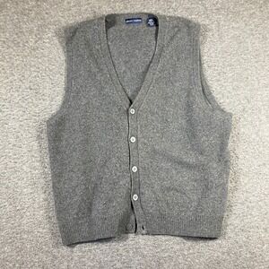 Vintage‎ Grant Thomas 100% Wool Sweater Vest Mens 2XL XXL Gray Grandpa